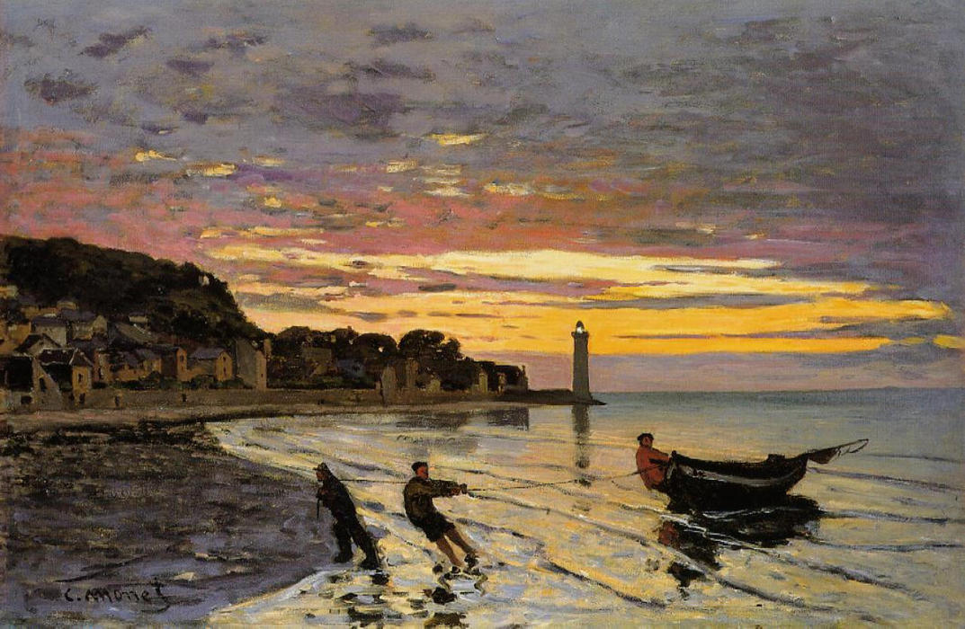 Hauling A Boat Ashore, Honfleur — Клод Моне