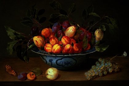 A Still Life Of Plums And Apricots — Jacob Van Hulsdonck