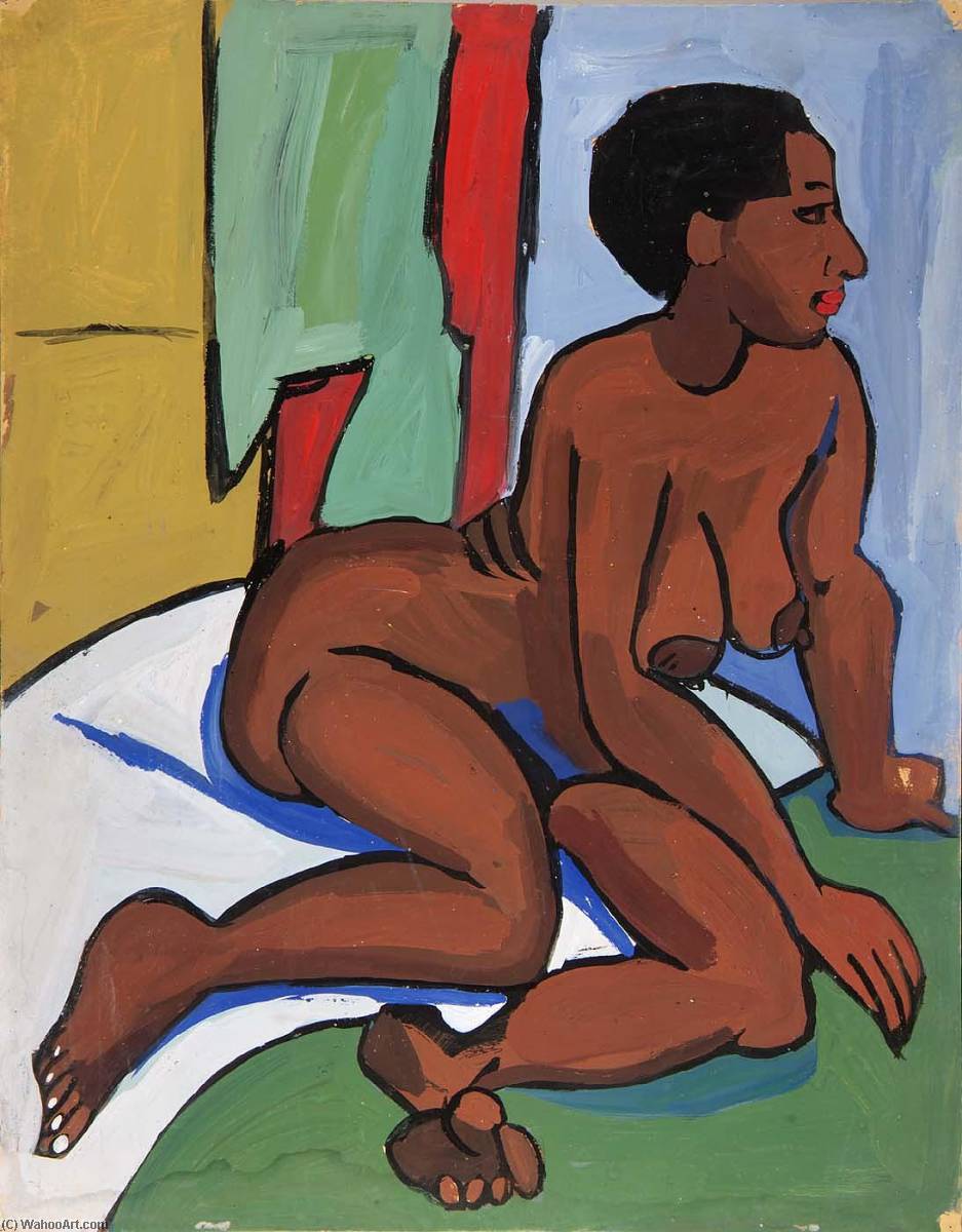 Female Nude Reclining On White Cloth — William H. Johnson