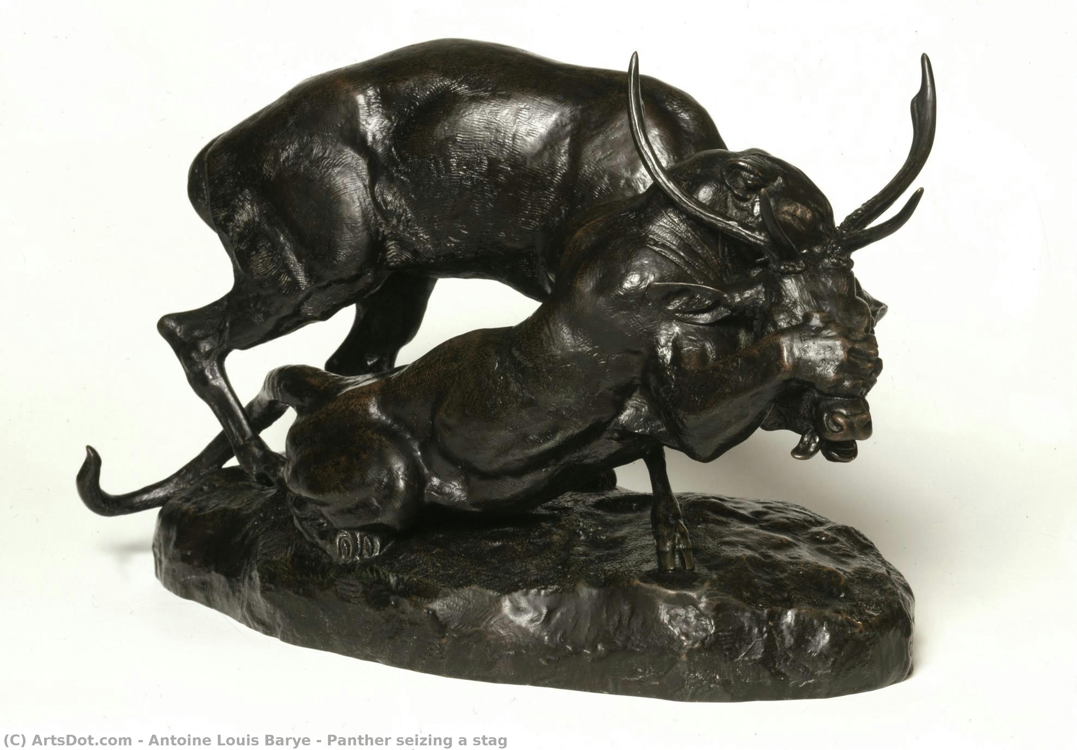 Panther Seizing A Stag — Antoine-louis Barye