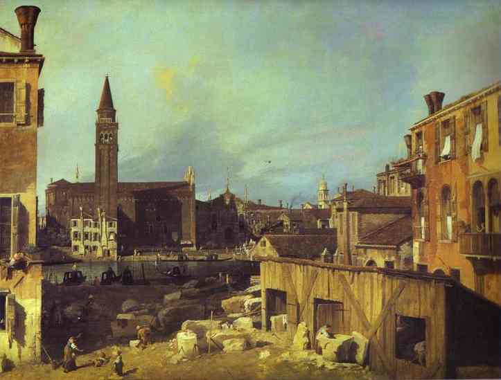 Grand Canal - The Stonemason's Yard - Santa Maria Della Caritó From The Campo San Vidal — Canaletto