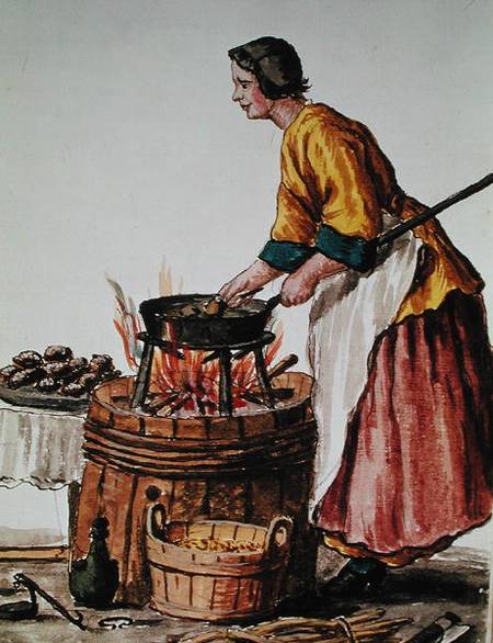 Venetian Doughnut Seller (pen ^ Ink And Wc On Paper) — Jan Van Grevenbroeck