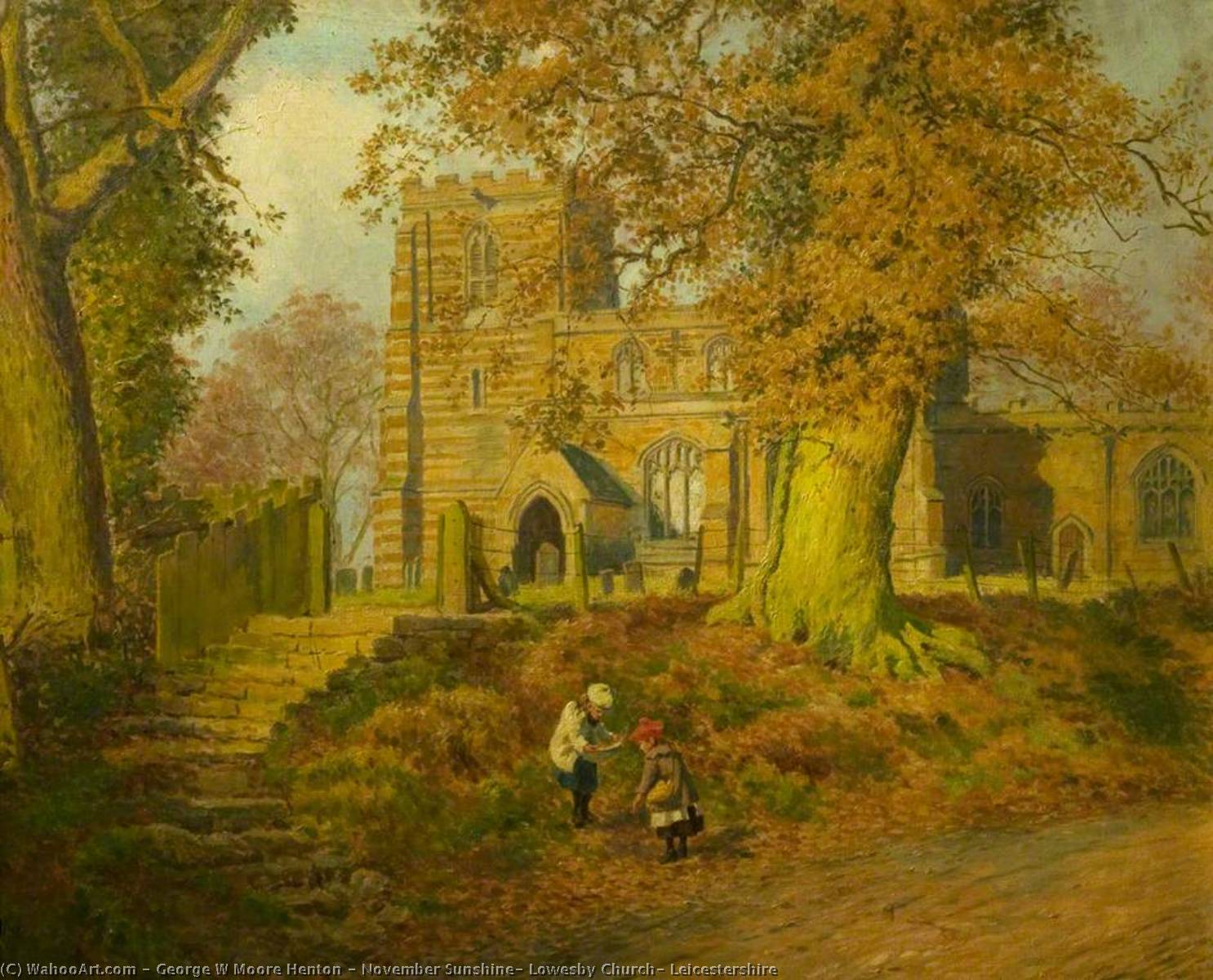 November Sunshine, Lowesby Church, Leicestershire — George W Moore Henton