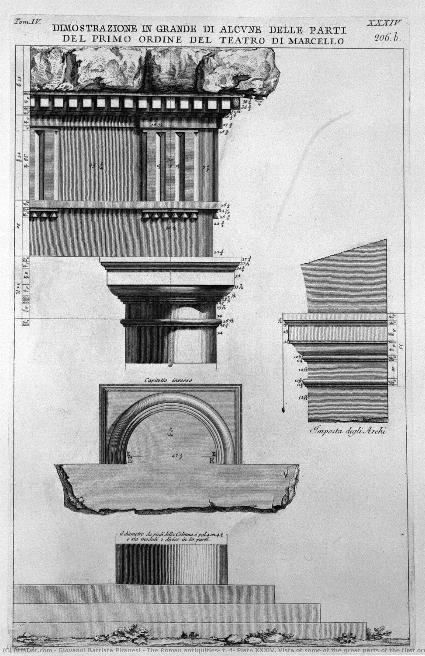 The Roman Antiquities, T. 4, Plate Xxxiv. Vista Of Some Of The Great Parts Of The First Order Of The Theatre Of Marcellus. — Giovanni Battista Piranesi