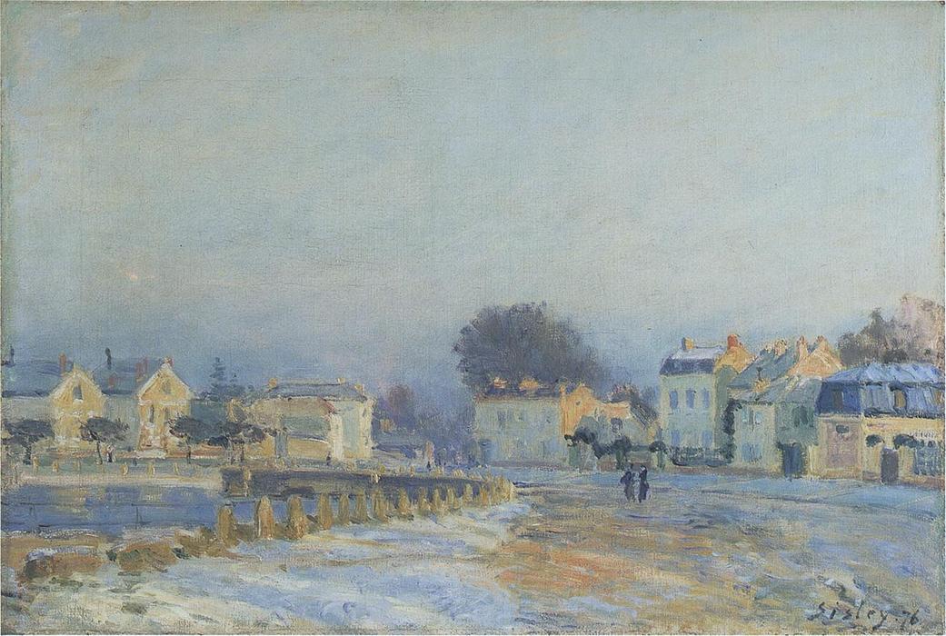 The Watering Place At Marly Le Roi Hoarfrost — Alfred Sisley