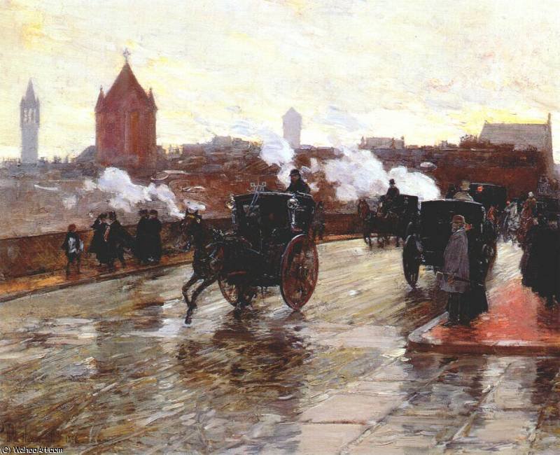 Clearing Sunset (corner Of Berkeley Street And Columbus Avenue) - — Frederick Childe Hassam