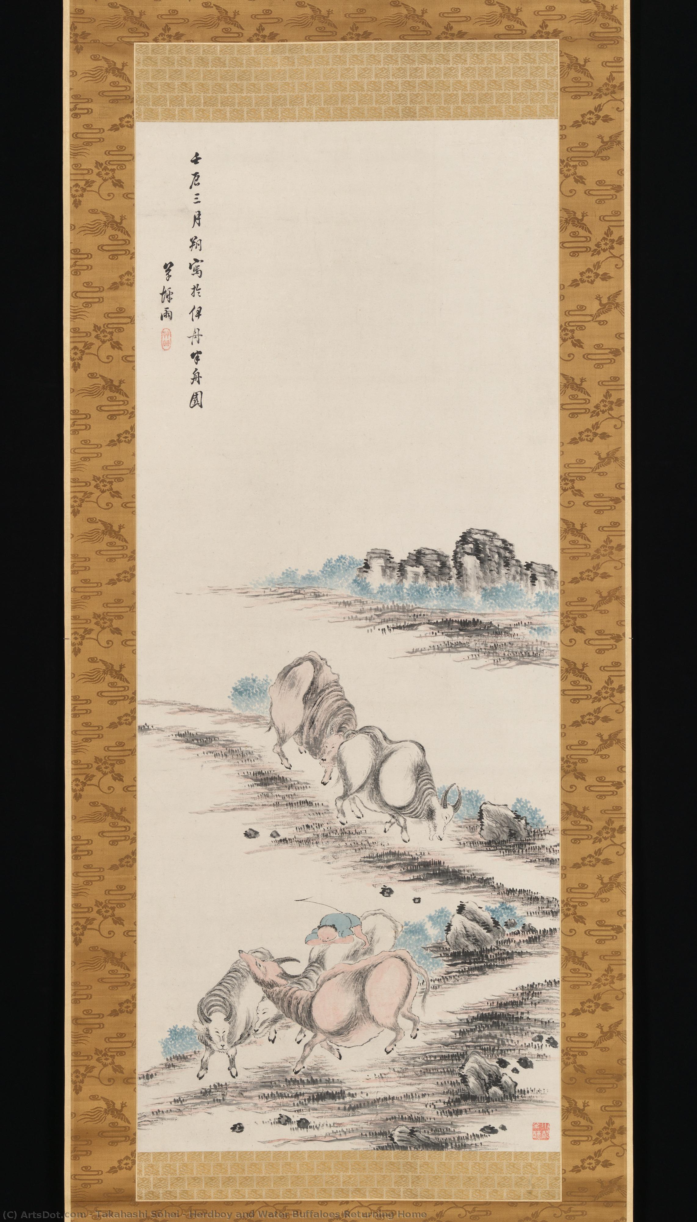 Herdboy And Water Buffaloes Returning Home — Takahashi Sōhei
