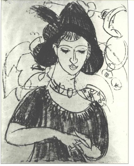 Portrait Of Dodo With Hat — Ernst Ludwig Kirchner