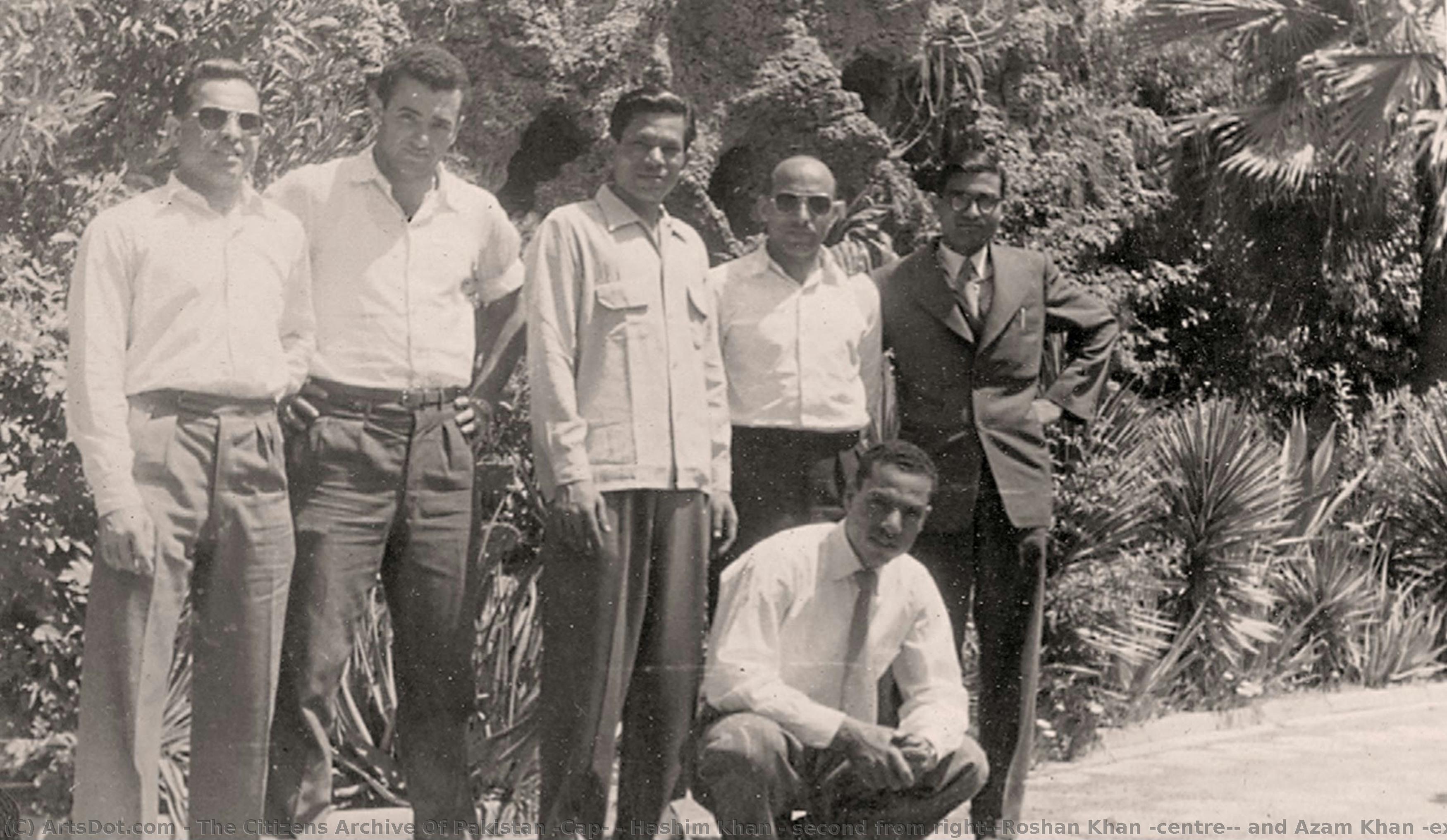 Hashim Khan ( Second From Right),roshan Khan (centre), And Azam Khan (extreme Left) Pictured With Group In Egypt During International Touring. Circa 1950s. — The Citizens Archive Of Pakistan (cap)