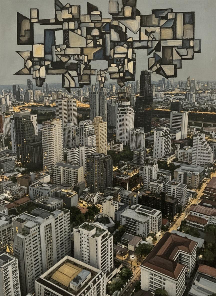Twilight Metropolis: Geometric Echoes — Jacques Villedieu
