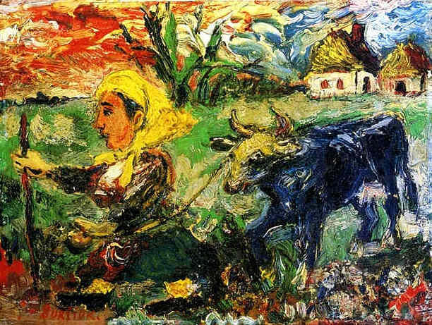 Peasant Woman With A Blue Cow — Давид Бурлюк