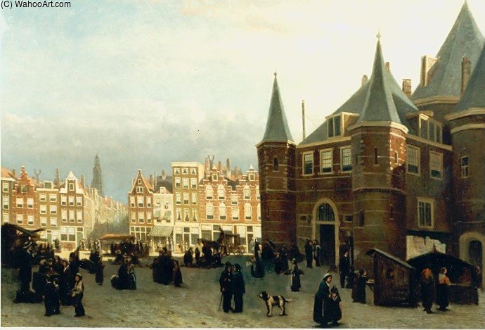 Marketday Outside The Waag On The Nieuwmarkt — Johannes Frederik Hulk