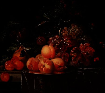 Still Life With Peaches And Grapes — Ernst Stuven