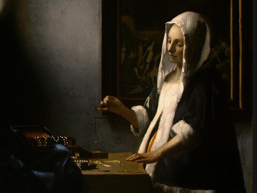 Woman Holding A Balance Detalj 1 Ngw — Johannes Vermeer