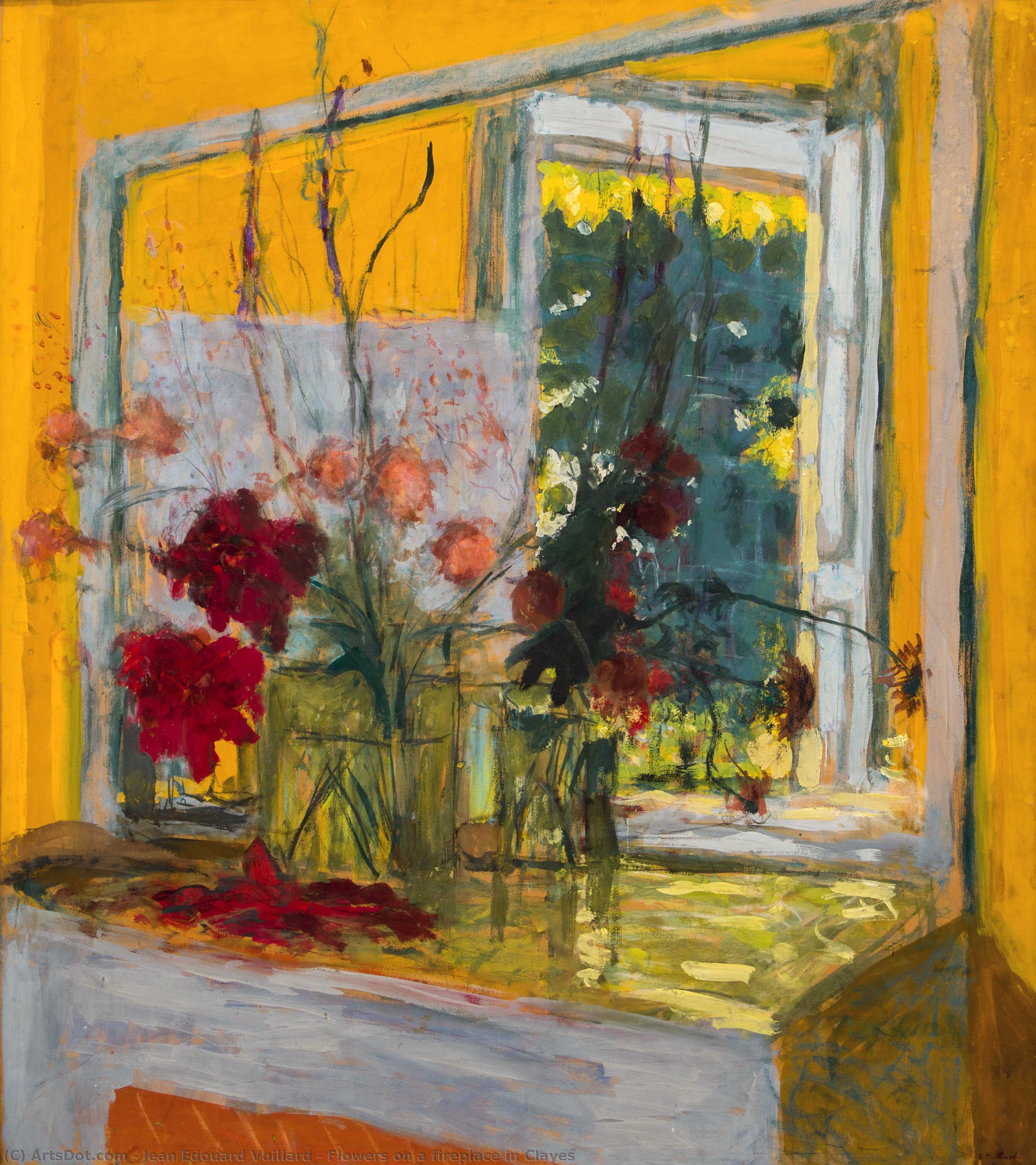 Flowers On A Fireplace In Clayes — Жан Едуар Вијар