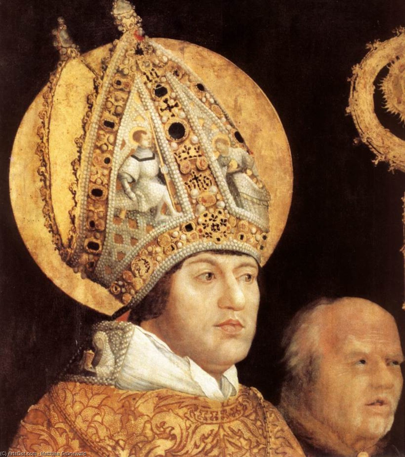 Begegnung Des Hl. Erasmus Und Des Hl. Mauritius (detail) — Matthias Grünewald