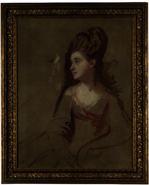Portrait Of A Lady, Half-length, In A White Dress, Unfinished — George Romney