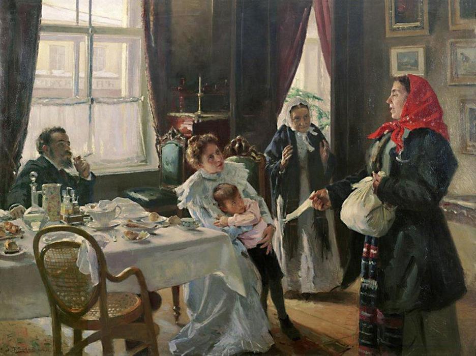 Two Mothers. Native Mother And Stepmother. — Vladimir Yegorovich Makovsky