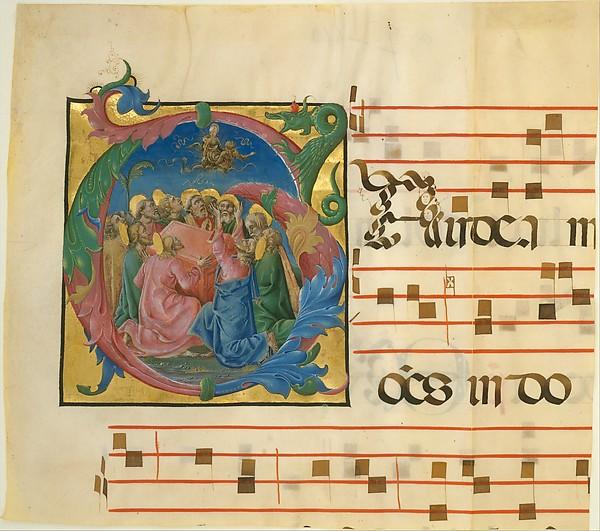 Manuscript Illumination With The Assumption Of The Virgin In An Initial G, From A Gradual — Cosmè Tura