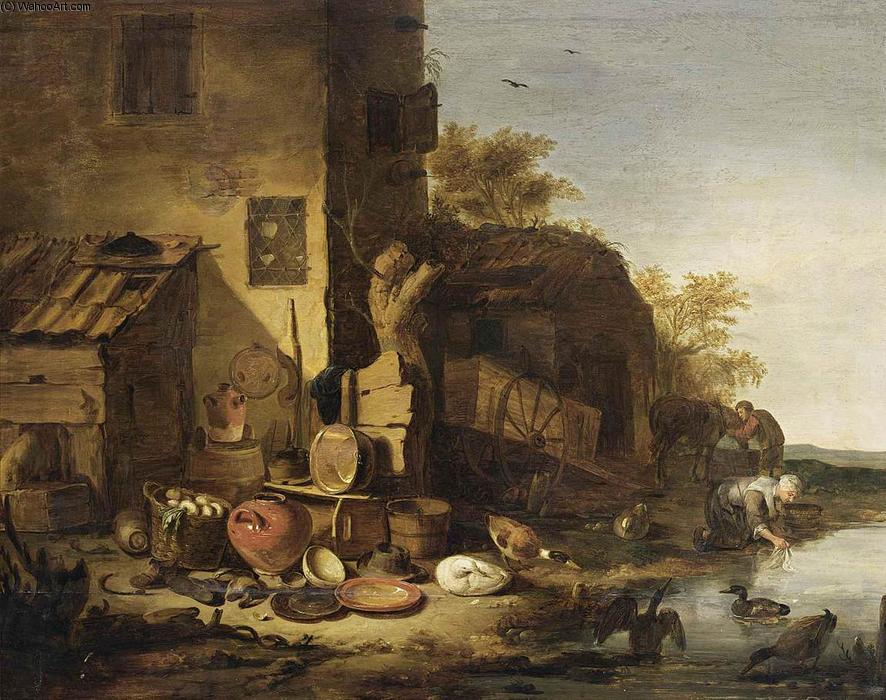 Cottage With A Still-life Of Kitchen Utensils — Egbert Van Der Poel
