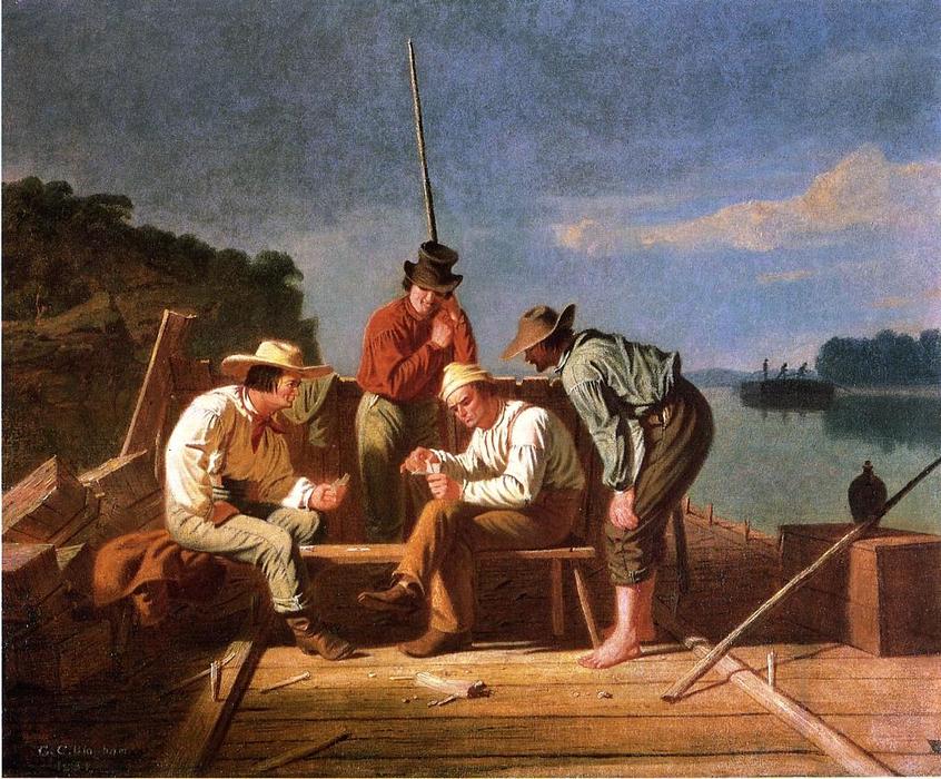In A Quandry (also Known As Mississippi Raftsmen Playing Cards) — George Caleb Bingham