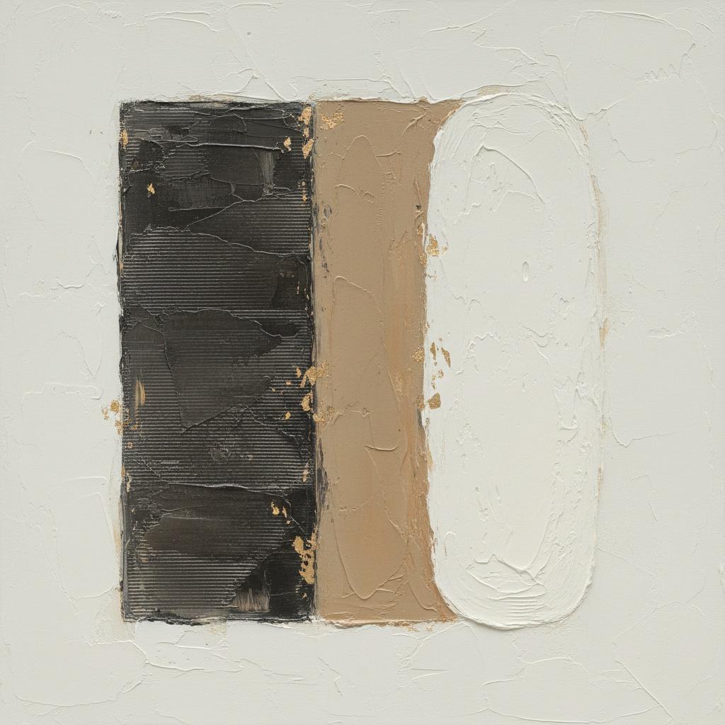 Monolithisches Triptychon In Holzkohle Und Ocker Mit Skulpturalem Impasto-relief — David Moreau