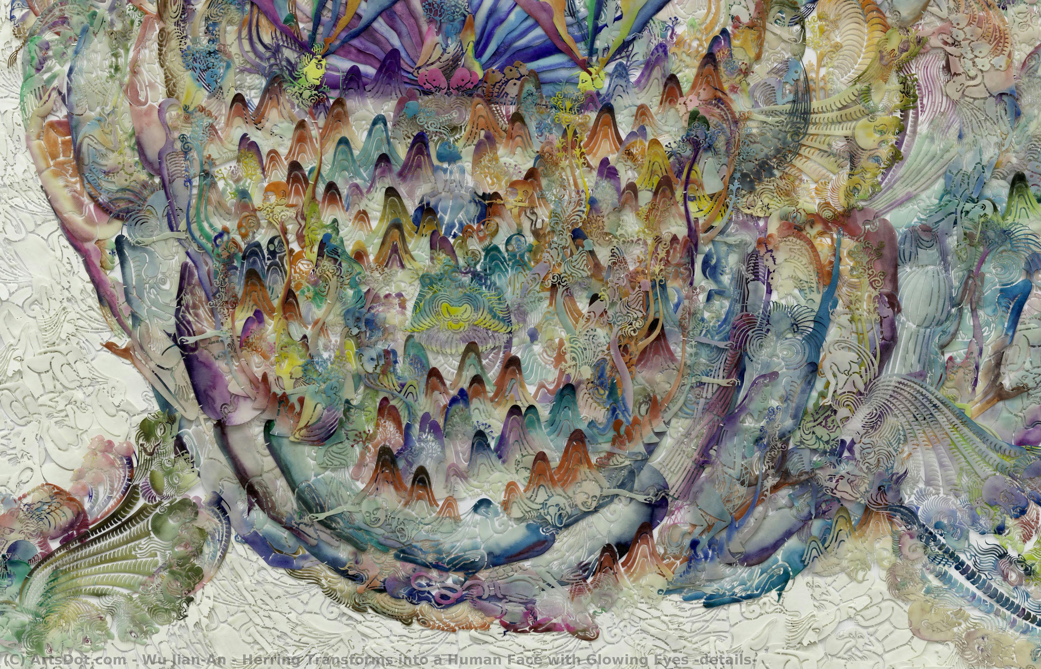 Herring Transforms Into A Human Face With Glowing Eyes (details) — У Цзяньань