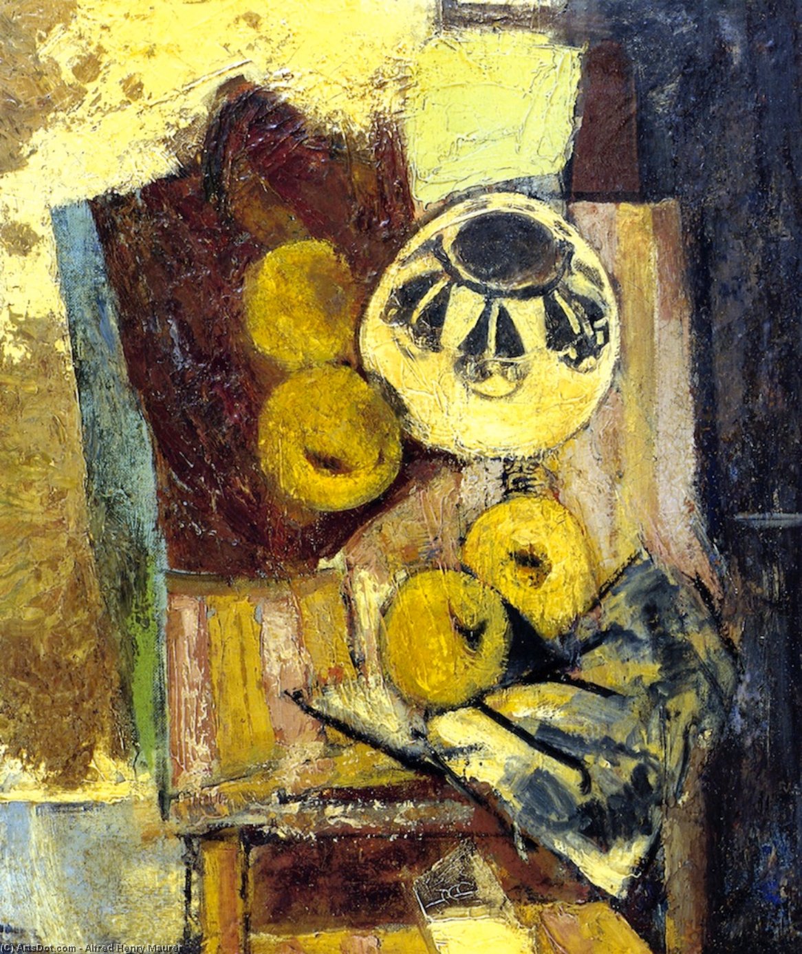 Cubist Still Life With Ceramic Bowl And Apples — Alfred Henry Maurer