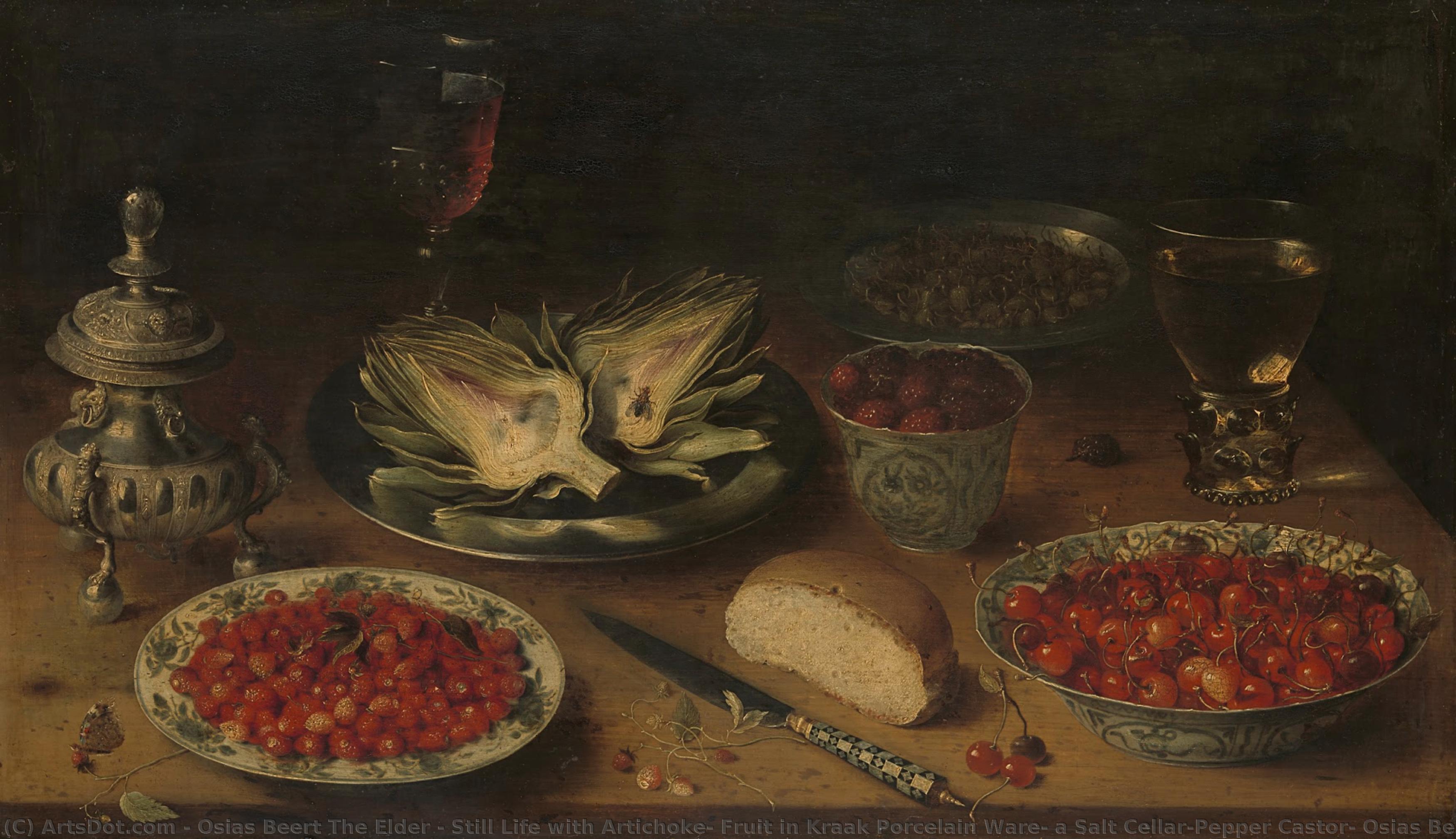 Still Life With Artichoke, Fruit In Kraak Porcelain Ware, A Salt Cellar/pepper Castor, Osias Beert (i), C. 1605 - C. 1615 — Osias Beert The Elder