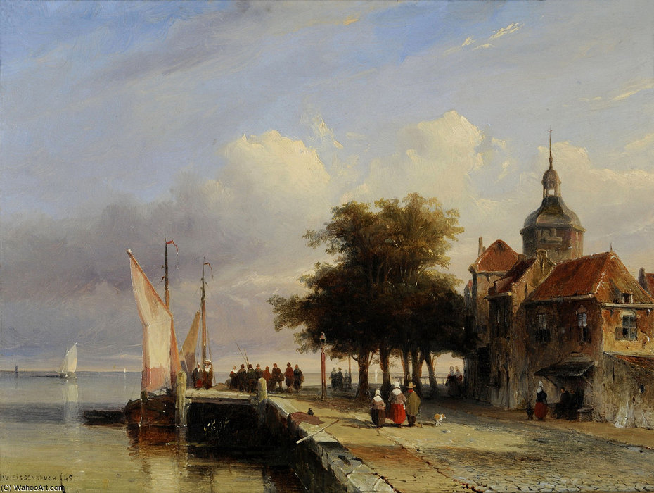 The Quay 'groothoofd' In Dordrecht — Johan Hendrik Weissenbruch