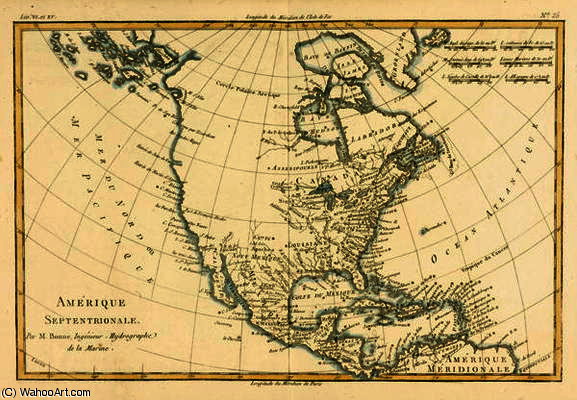 North America, From 'atlas De Toutes Les Parties Connues Du Globe Terrestre' By Guillaume Raynal — Rigobert Bonne (charles Marie Rigobert Bonne)