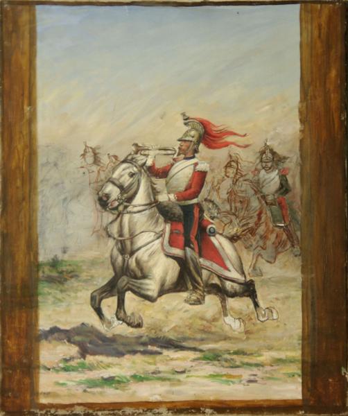 Scène De La Guerre De 1870 Cuirassier Sonnant La Charge, — Merlette Charles Claude