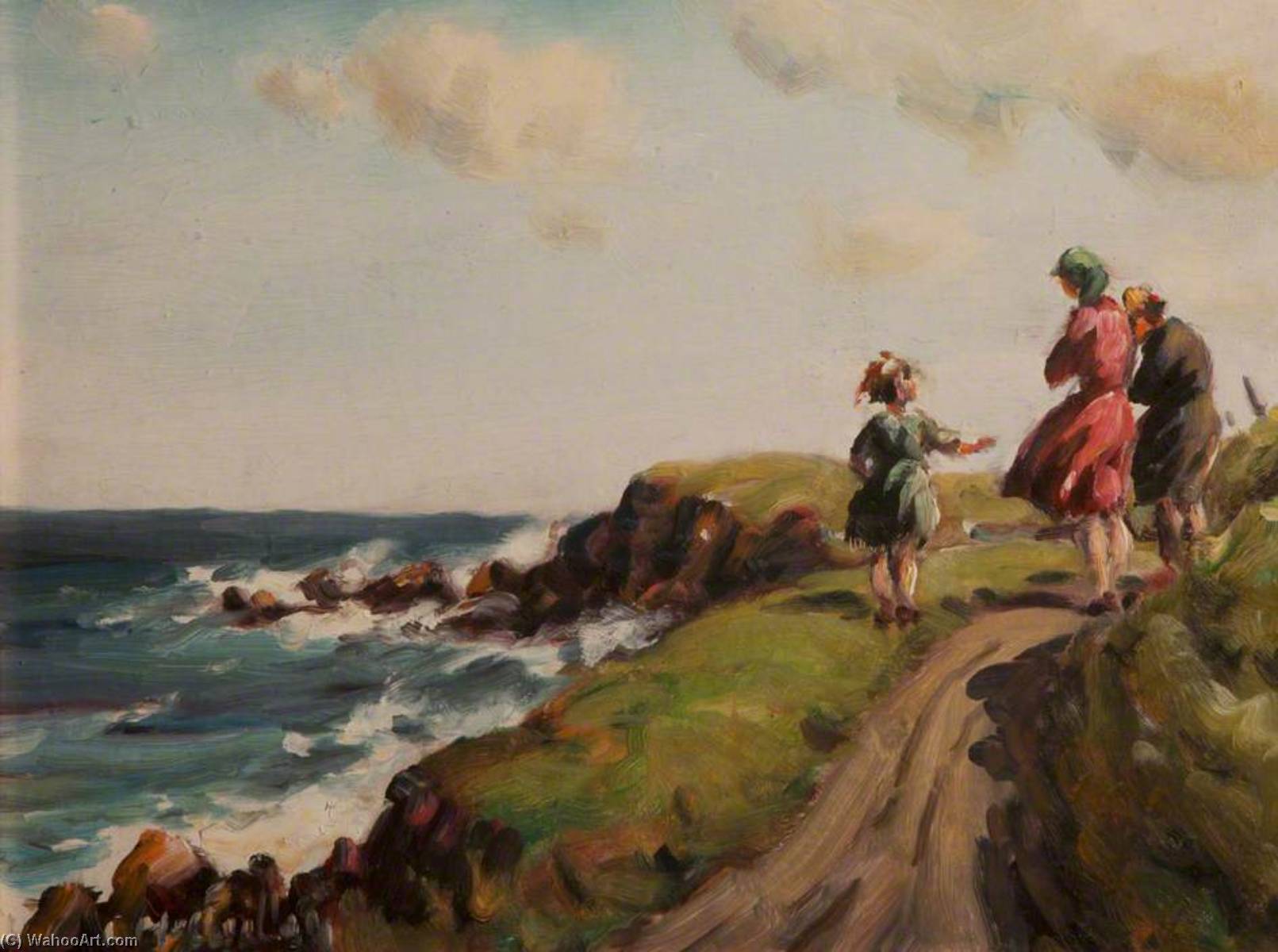 Three Figures On Headland — Charles J Mcauley