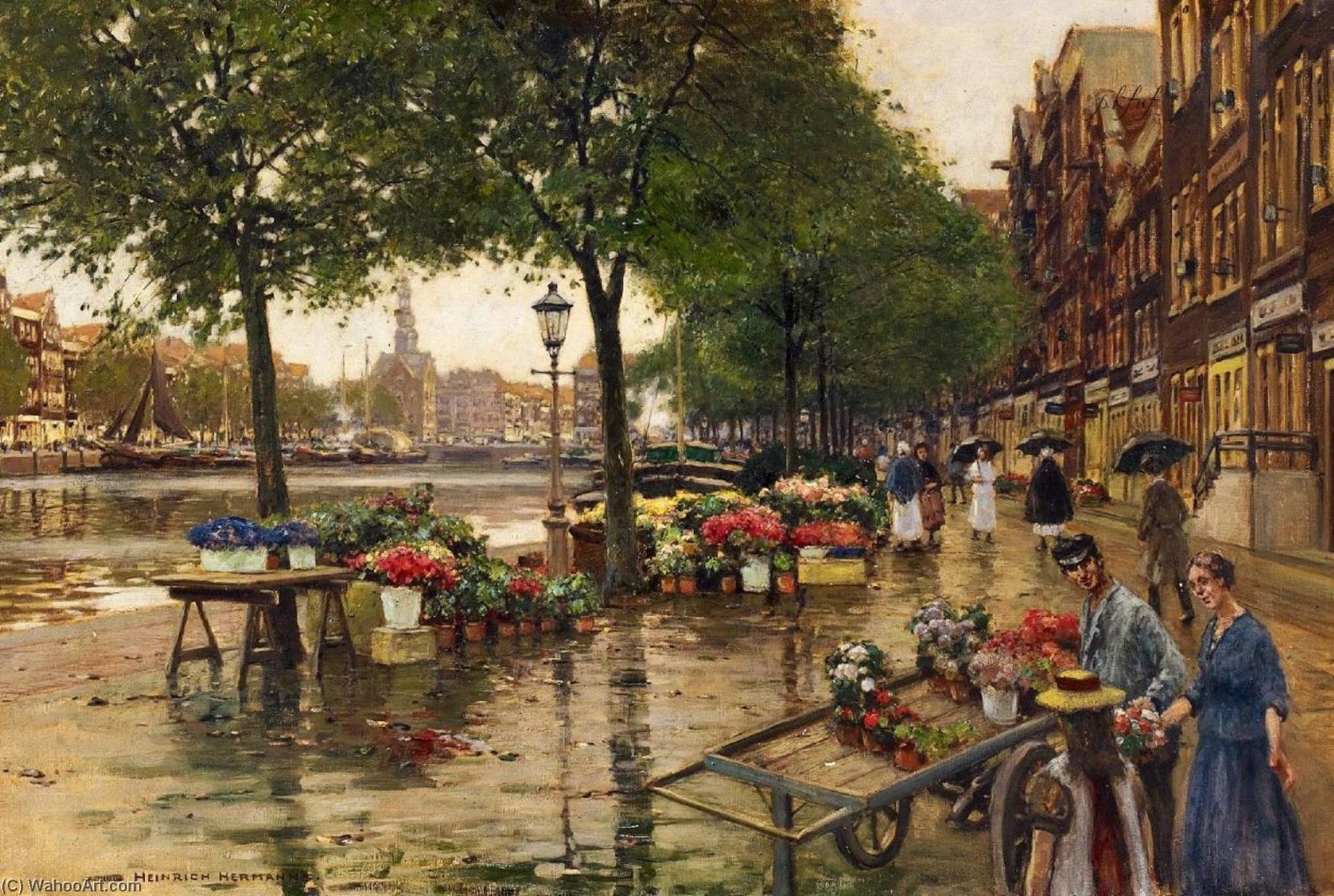 Flower Market On The Pier — Heinrich Hermanns