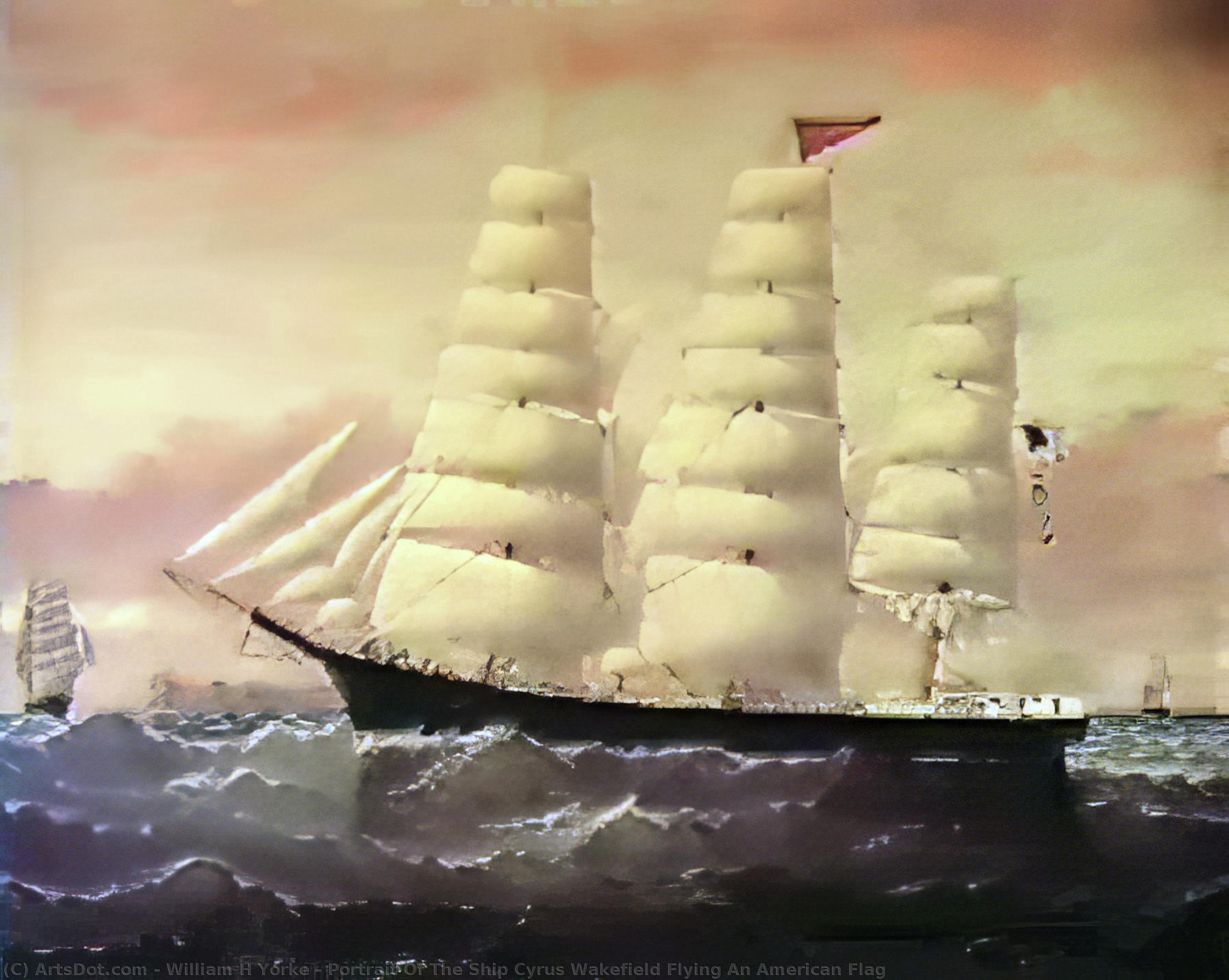 Portrait Of The Ship Cyrus Wakefield Flying An American Flag — Vilijam H. Jork