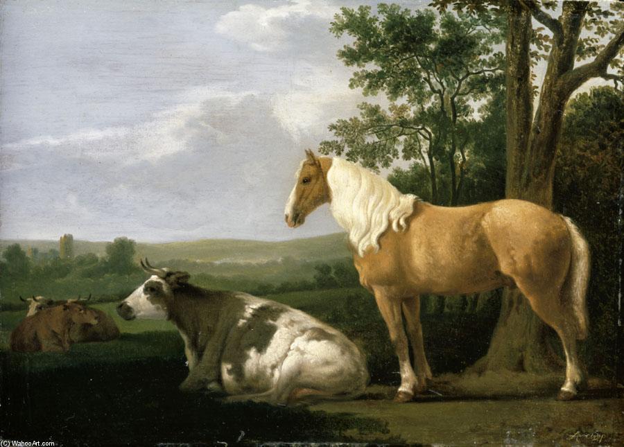 A Horse And Cows In A Landscape — Abraham Pietersz Van Calraet