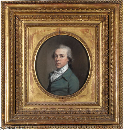 Portrait Of James Colyear Dawkins Of Standlynch, Bust-length, In A Blue-green Coat, With White Stock, Oval — Hugh Douglas Hamilton