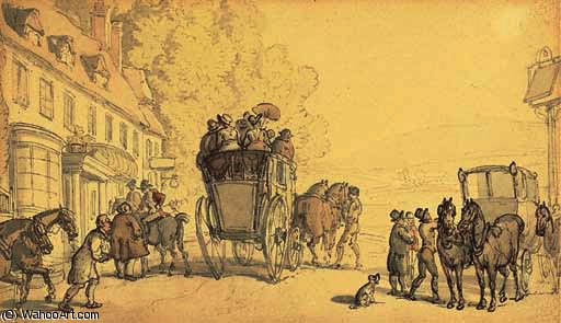 Figures Outside A Coaching Inn — Thomas Rowlandson