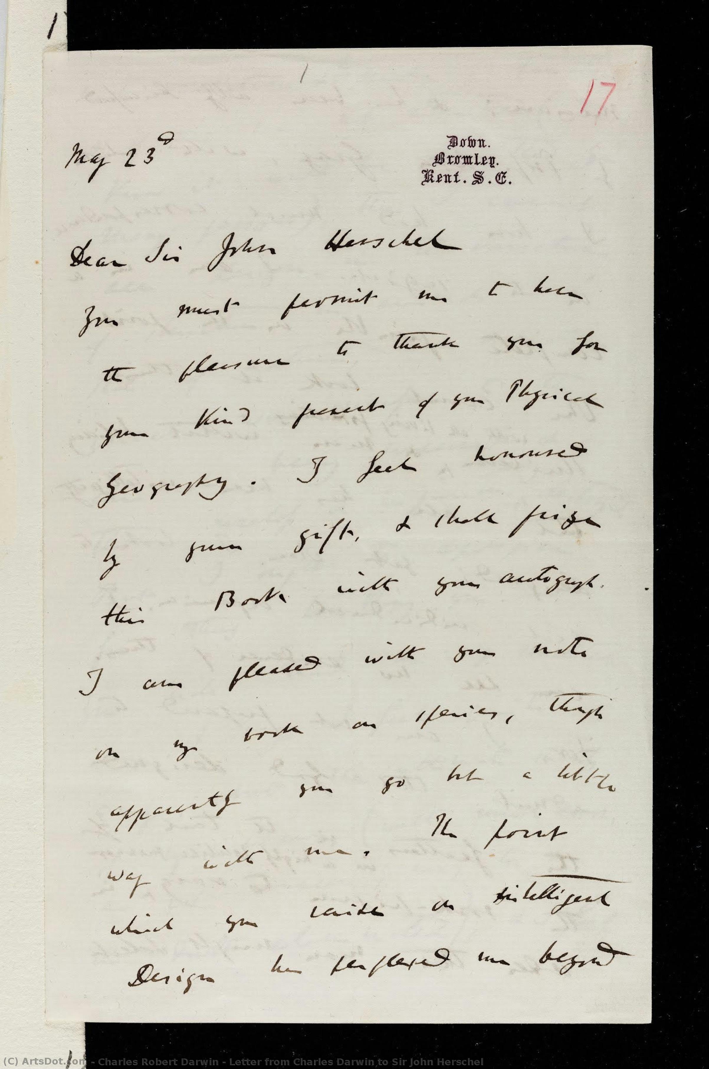 Letter From Charles Darwin To Sir John Herschel — Charles Robert Darwin
