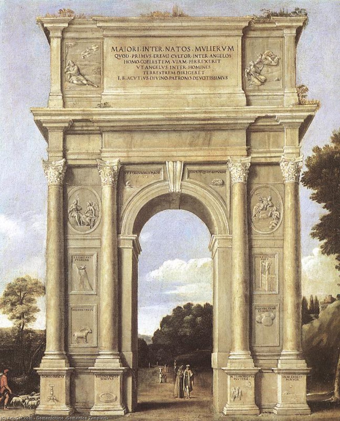 A Triumphal Arch Of Allegories — Domenichino (domenico Zampieri)