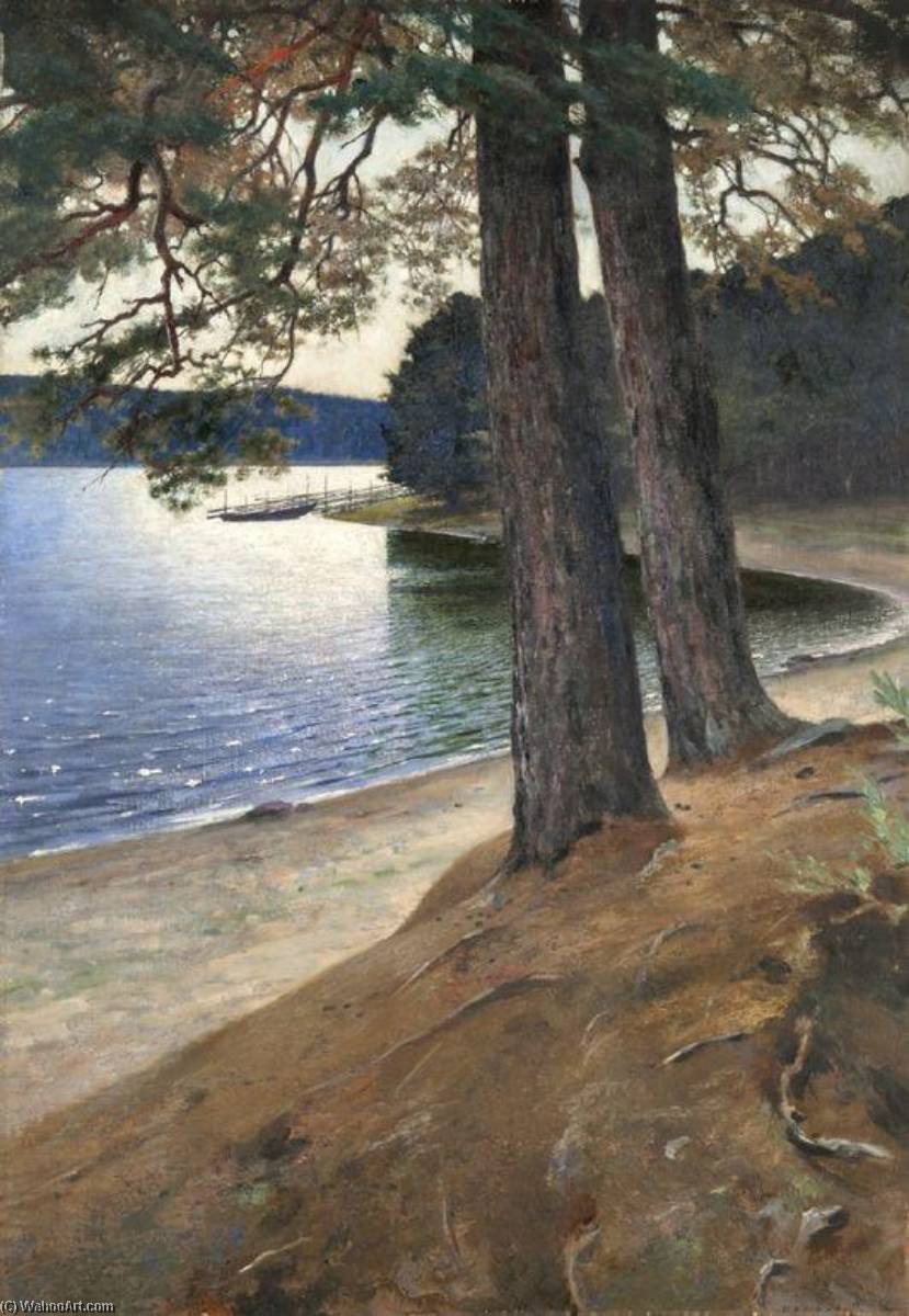 Firs Near The Water — August Wilhelm Nikolaus Hagborg