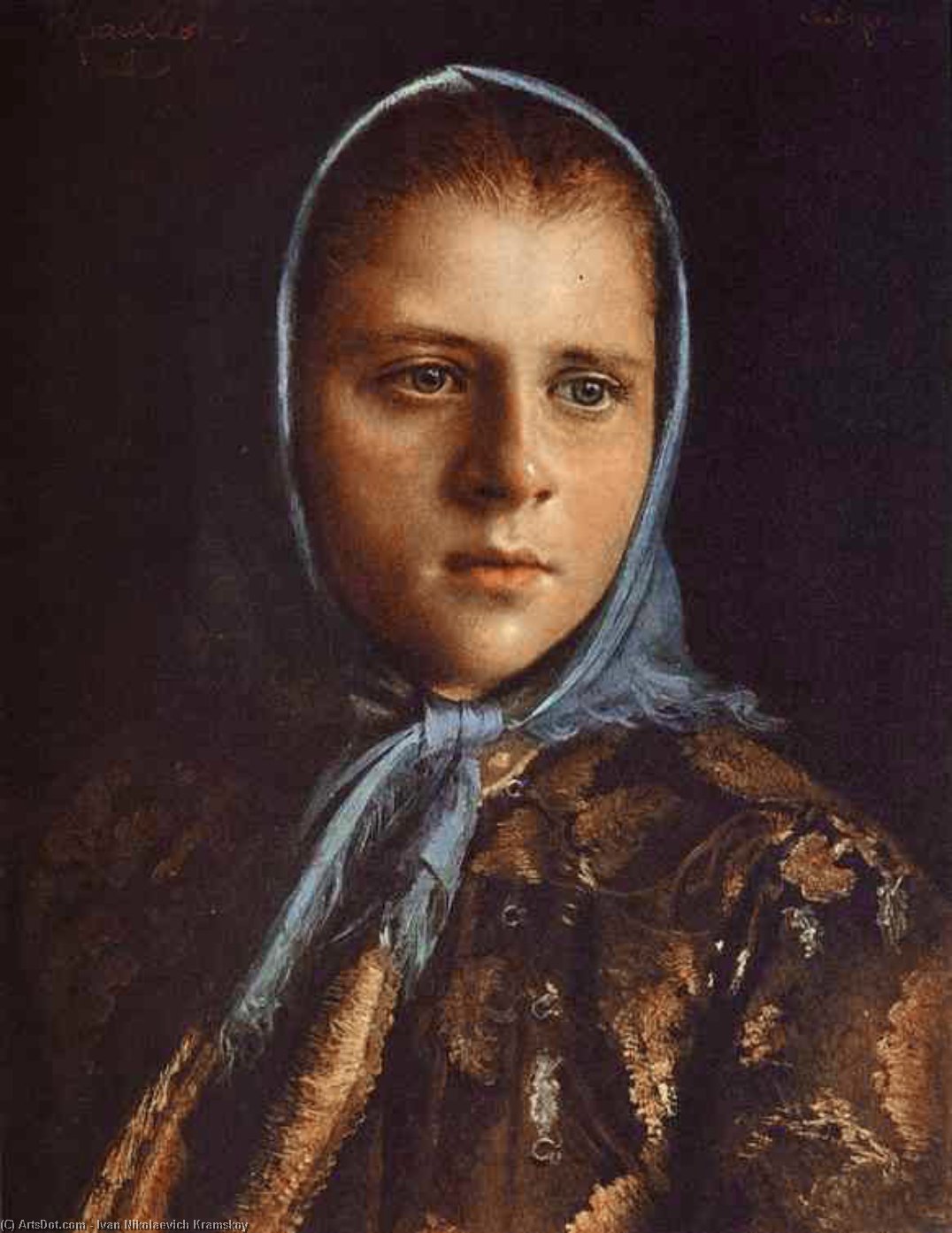 Russian Girl In A Blue Shawl — Ivan Nikolajewitsch Kramskoj
