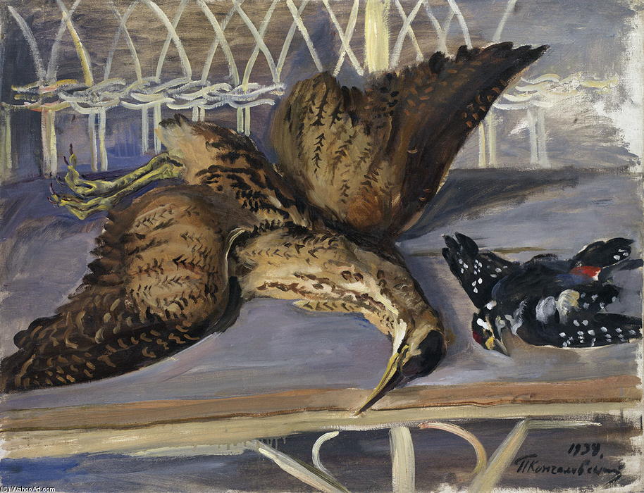 Still Life With Bittern And Woodpecker — Pyotr Konchalovsky