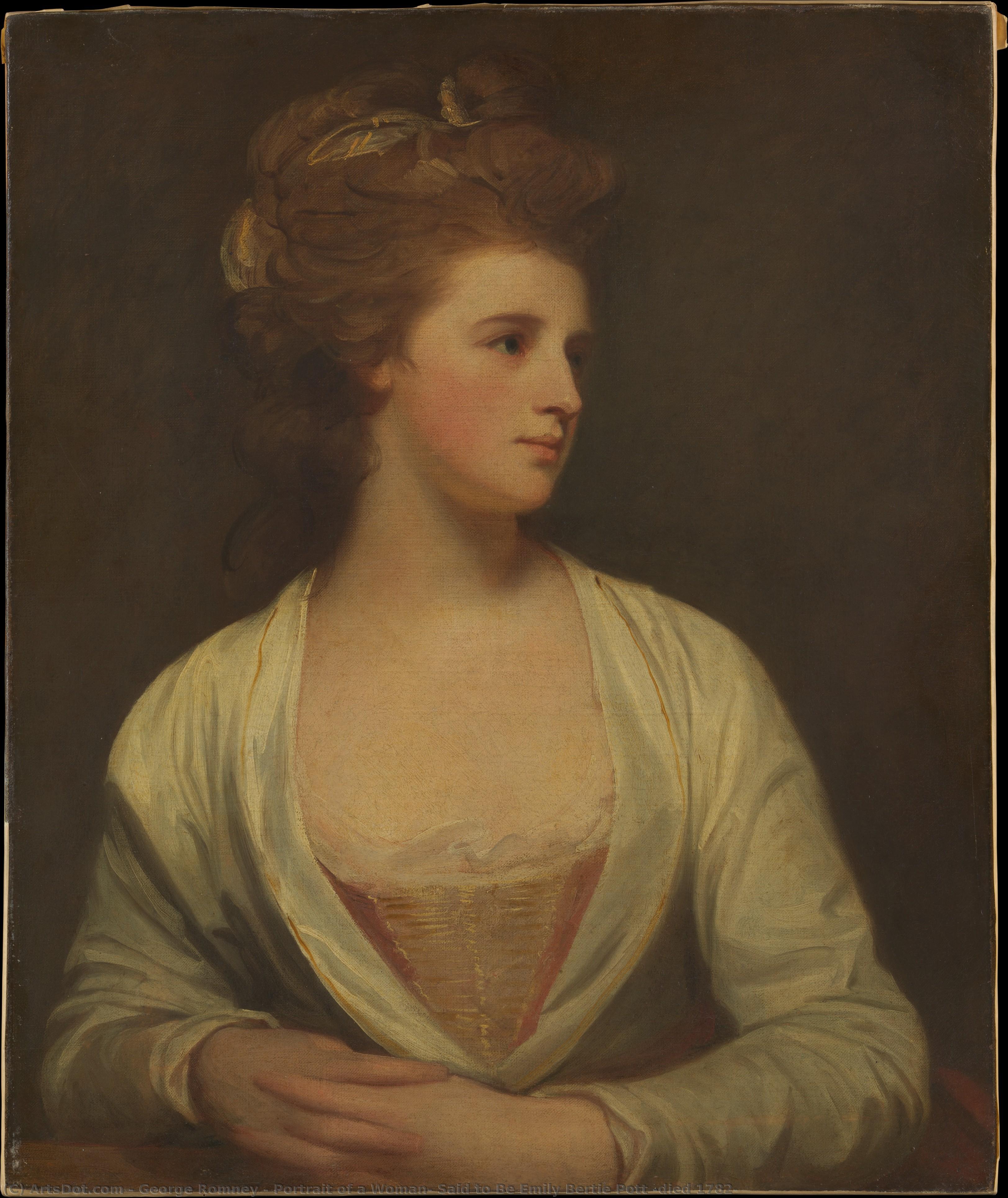Portrait Of A Woman, Said To Be Emily Bertie Pott (died 1782) — George Romney
