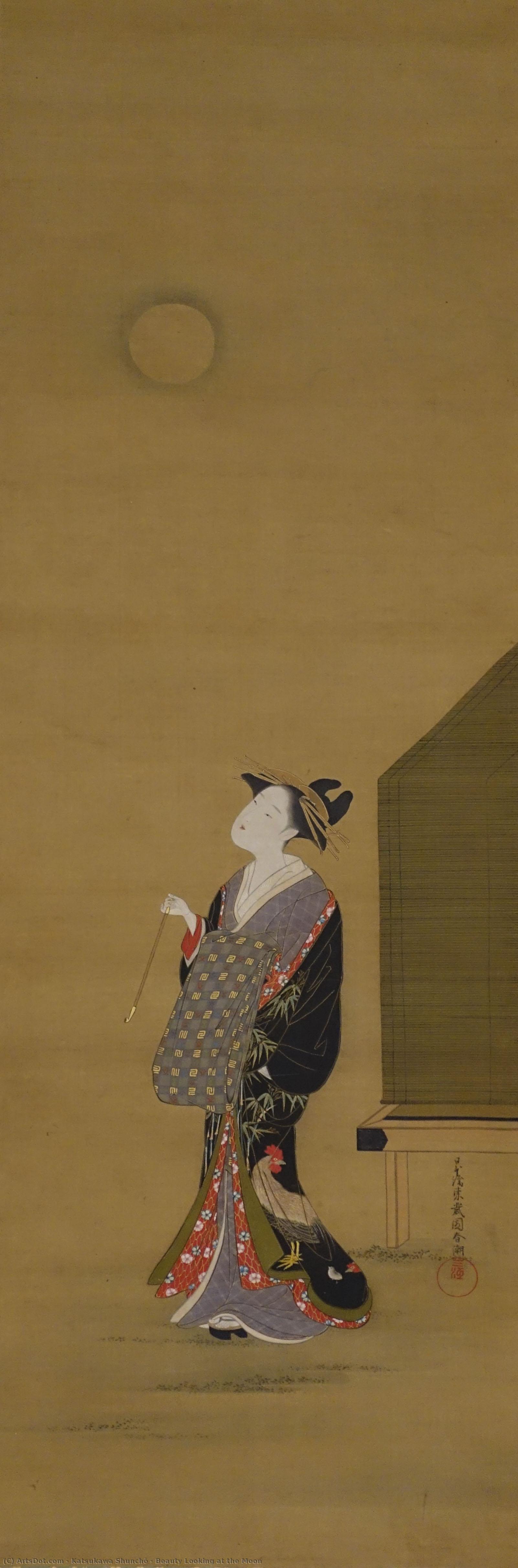 Beauty Looking At The Moon — Katsukawa Shunchō