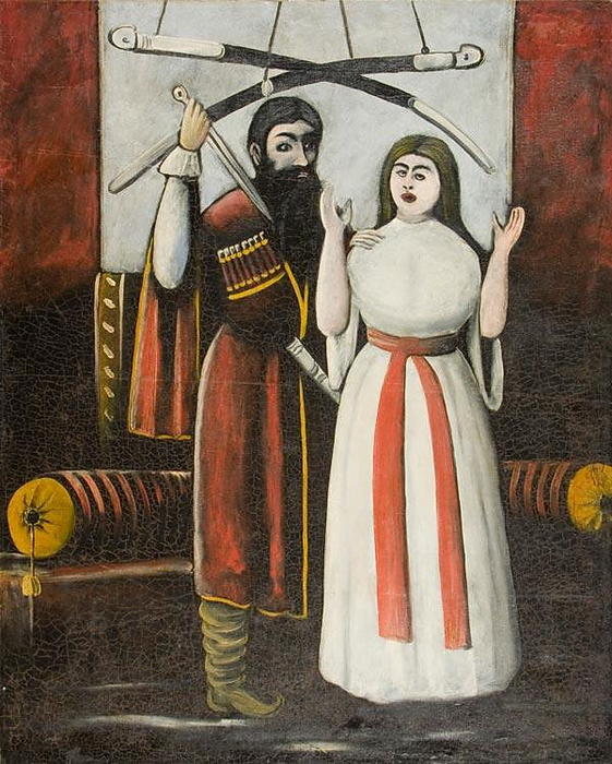 Brother And Sister. A Scene From The Play Vladimir Guniya — Niko Pirosmani