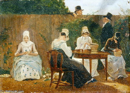 The Chalon Family In Their London Town Garden — Jacques Laurent Agasse