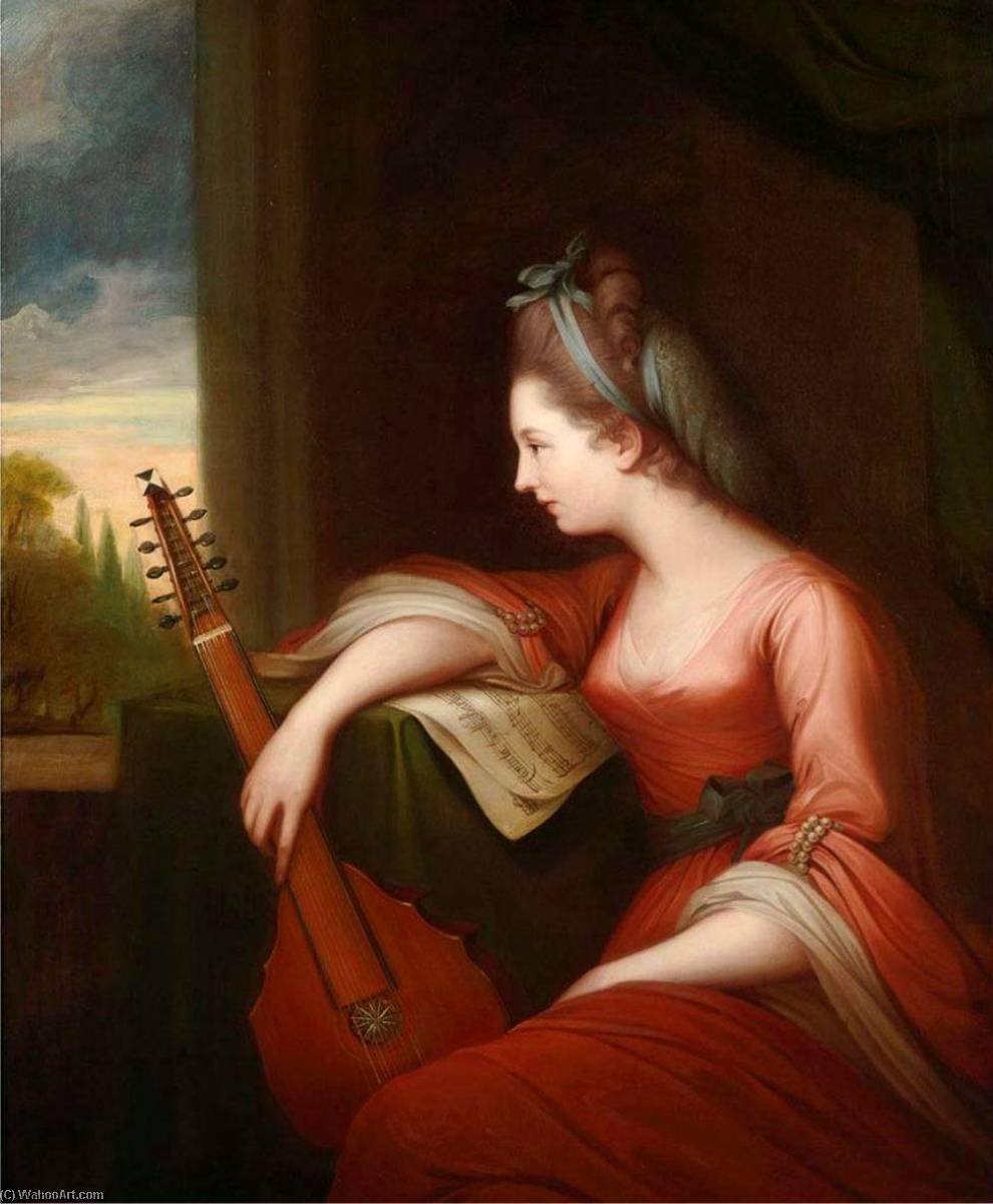 Lady With A Lute — Angelica Kauffmann (maria Anna Angelika)