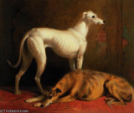 Deerhounds In An Interior — William Barraud