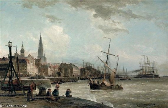 Shipping On The Schelde — Cornelis Christiaan Dommelshuizen